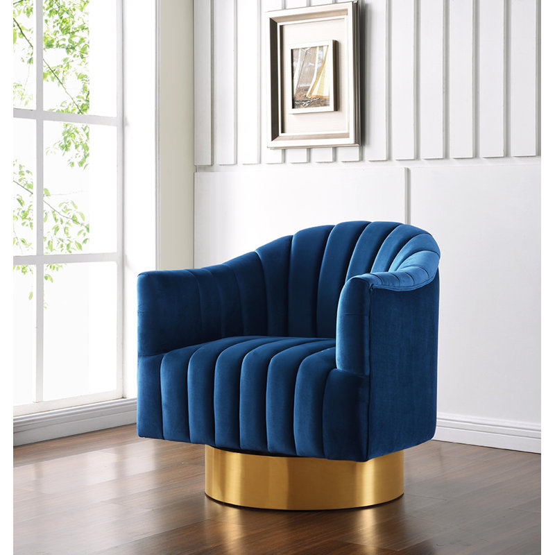 Mercer41 Chambliss Velvet Swivel Barrel Chair & Reviews | Wayfair